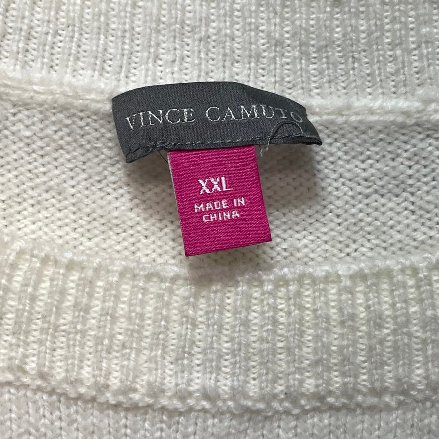 VINCE CAMUTO Cream Braided Long Sleeve Crewneck Pullover Sweater SZ 2XL