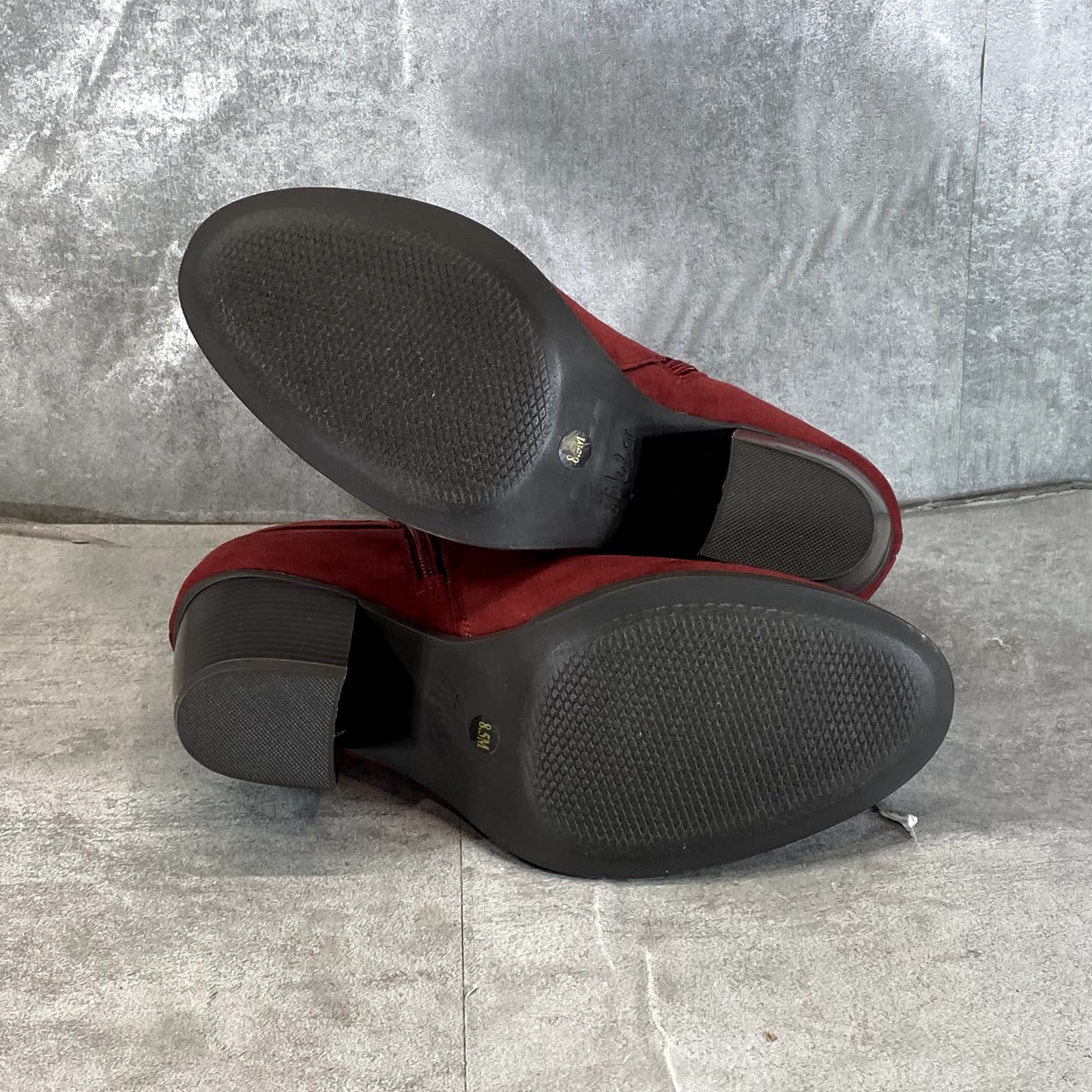 STYLE & CO Women's Wine Zolaa Round-Toe Block-Heel Ankle Boots SZ 8.5