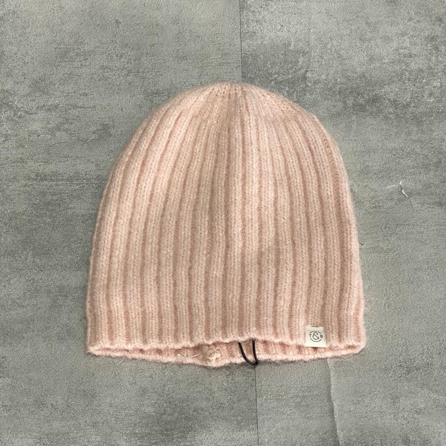 TEASURE & BOND Blush Ribbed Knit Beanie Hat SZ OS