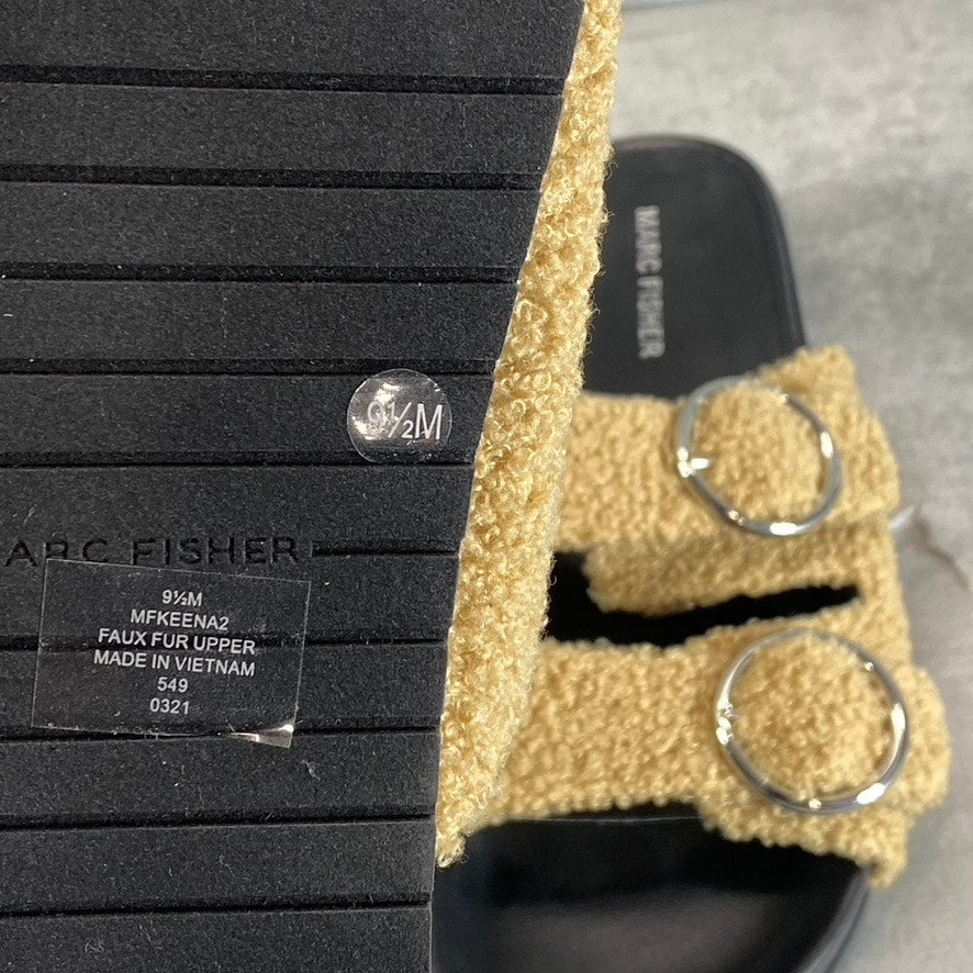 MARC FISHER Women's Tan Natural Texture Keena 2 Platform Slide Sandals SZ 9.5