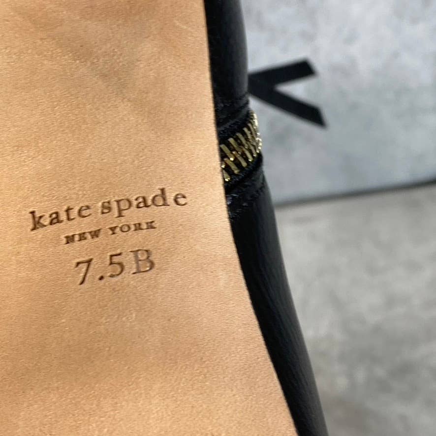 KATE SPADE Women's Black Leather Knott Zip Round-Toe Ankle Boots SZ 7.5