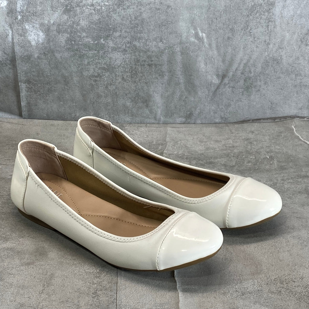 ALFANI Step 'N Flex Women's White Smooth Tavii Round-Toe Slip-On Flats SZ 8.5