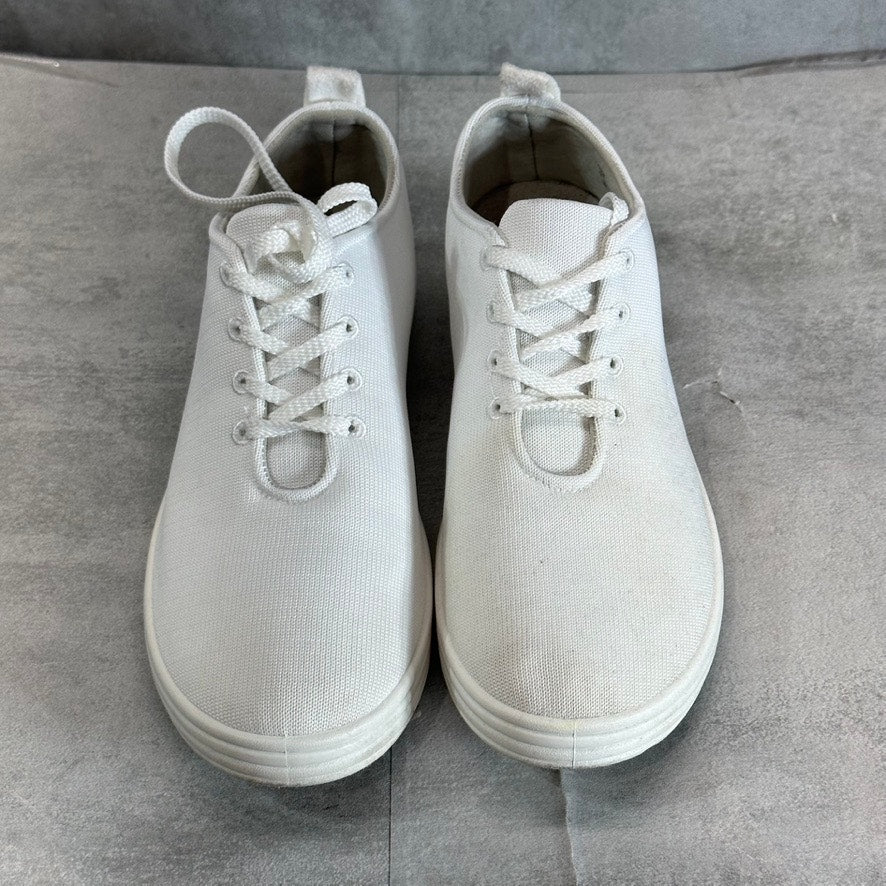 EASY STREET Women's White Knit Command Round-Toe Lace-Up Sneakers SZ 10