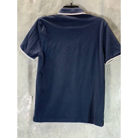 HUGO BOSS Big Boy's Navy Logo Short-Sleeve Cotton Polo Shirt SZ 16-M