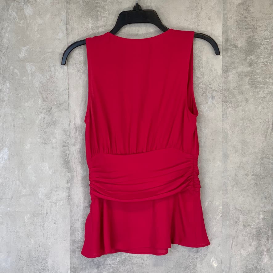 CHELSEA28 Red Cerise Sleeveless Button V-Neck Top SZ S