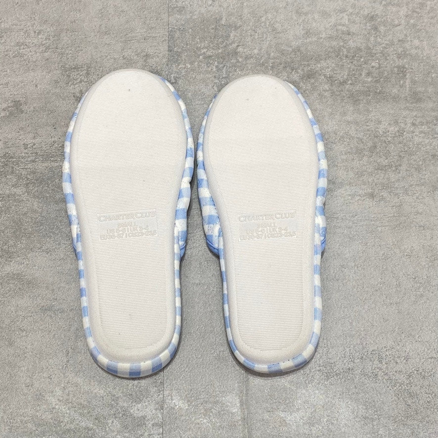 CHARTER CLUB Blue Quilted Gingham Clog Slippers SZ S (5-6)