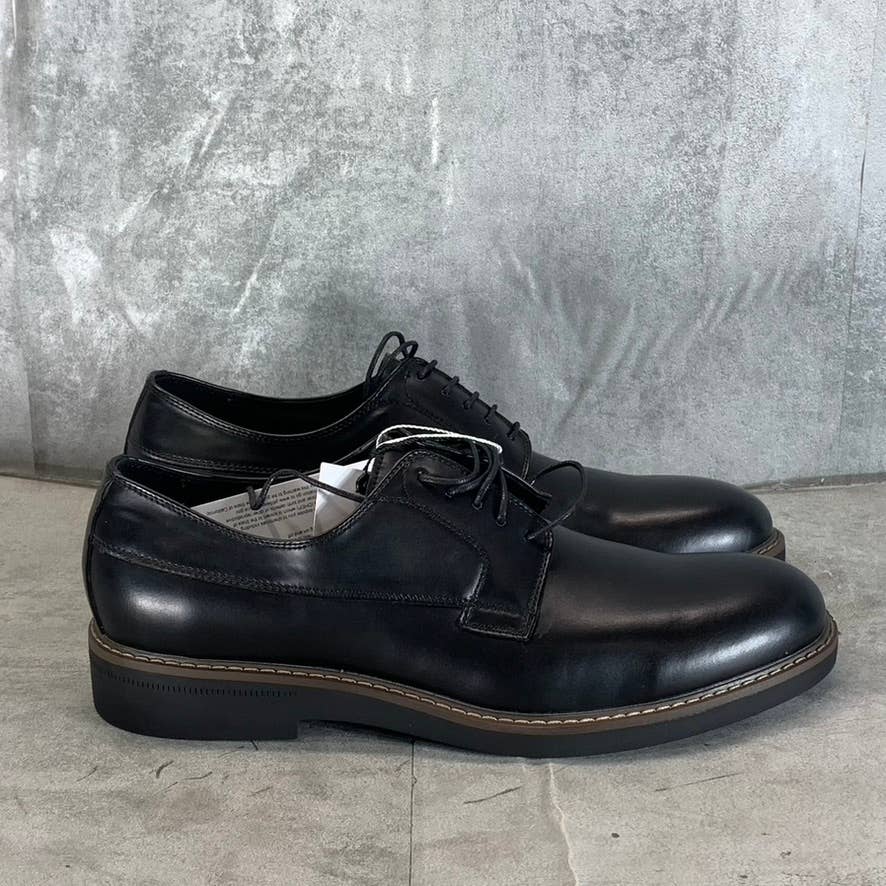 ASTON MARC Men's Black Faux-Leather Monaco Lace-Up Plain Toe Dress Shoes SZ 8.5