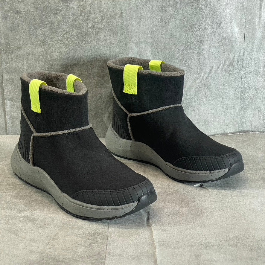 DR. SCHOLL'S Women's Black Home Boots Slip-On Faux Fur Round-Toe Ankle Boots SZ7