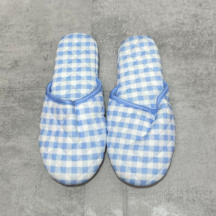 CHARTER CLUB Blue Quilted Gingham Clog Slippers SZ S (5-6)