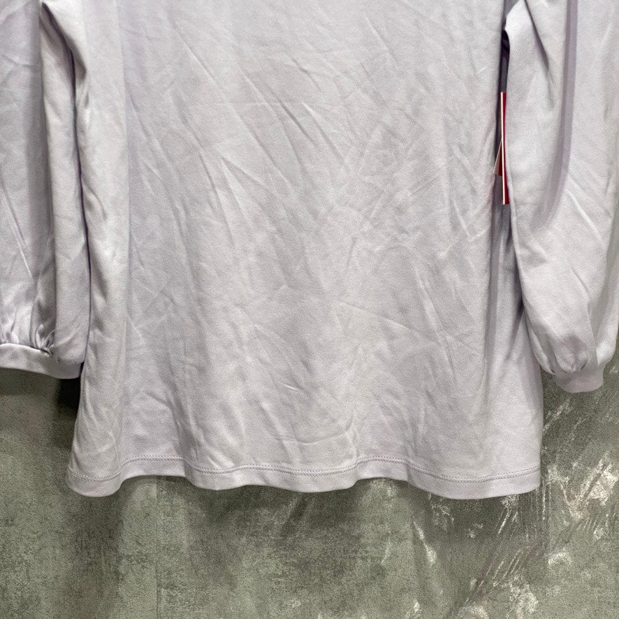 ISAAC MIZRAHI Light Lavender Boat Neck 3/4 Sleeve Top SZ M