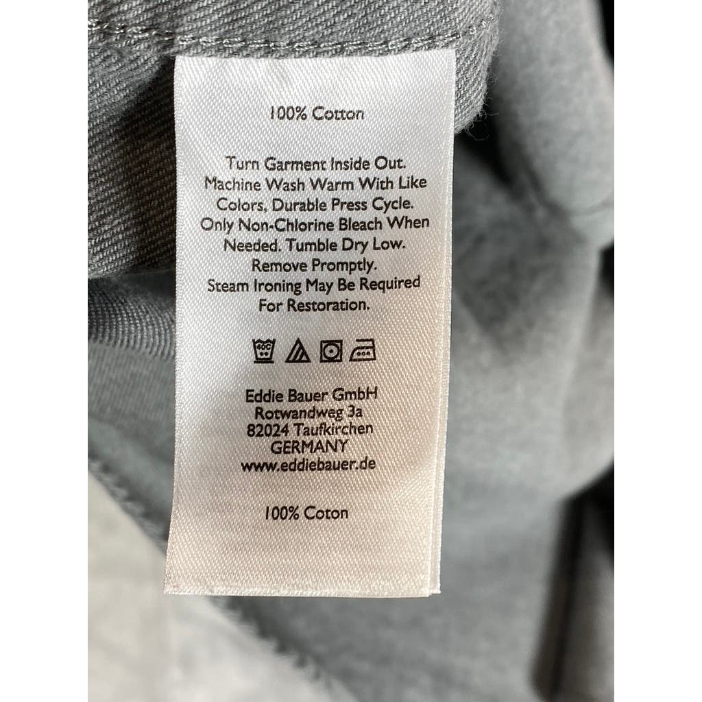 EDDIE BAUER Men's Heather Grey Classic-Fit Button-Up Long Sleeve Shirt SZ L