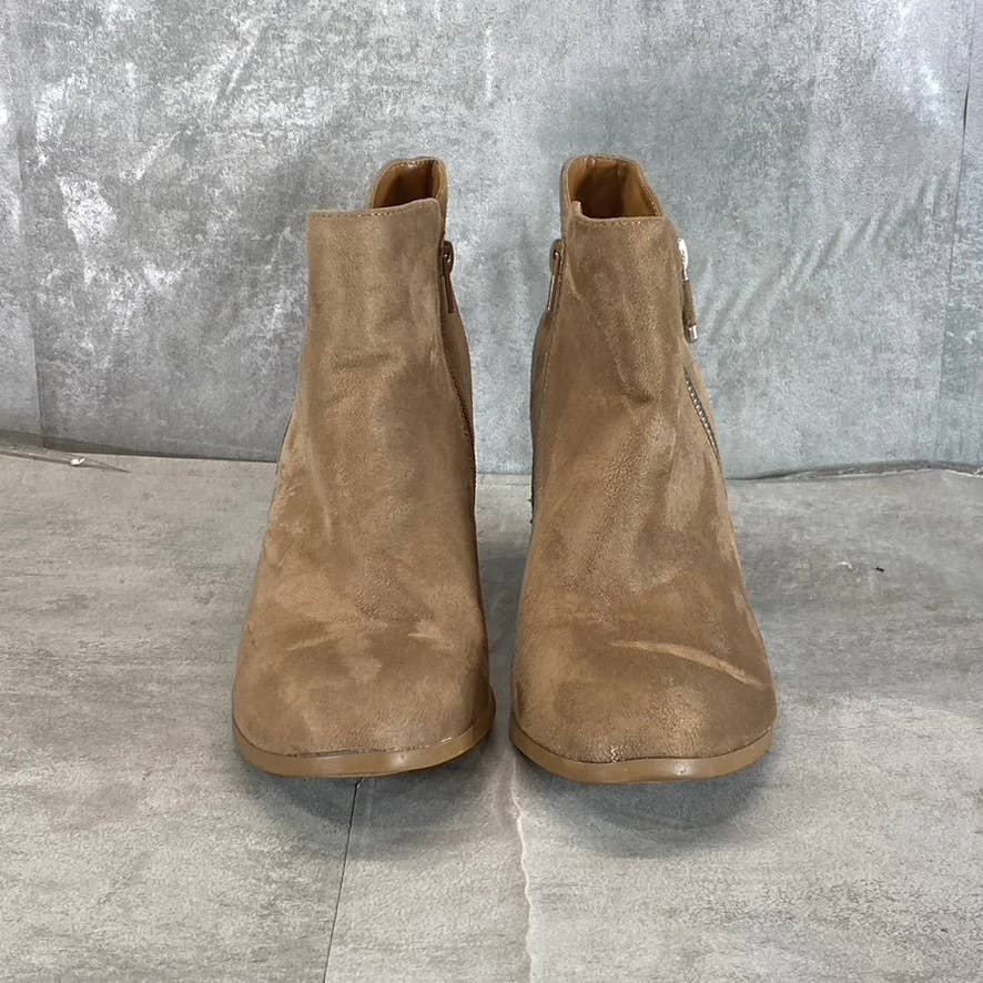 STYLE & CO Women's Taupe Masrinaa Slip-On Block-Heel Ankle Booties SZ 9.5