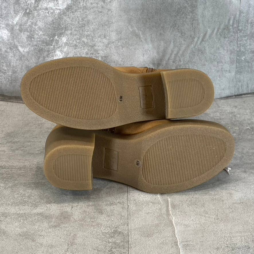 STYLE & CO Women's Tan Micro Bessiee Memory Foam Block-Heel Boots SZ 6.5