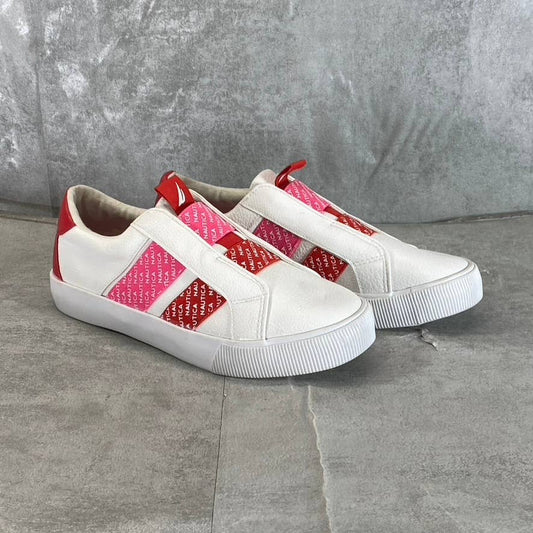 NAUTICA Women's White/Red/Pink Marita Round-Toe Slip-On Sneakers SZ 6