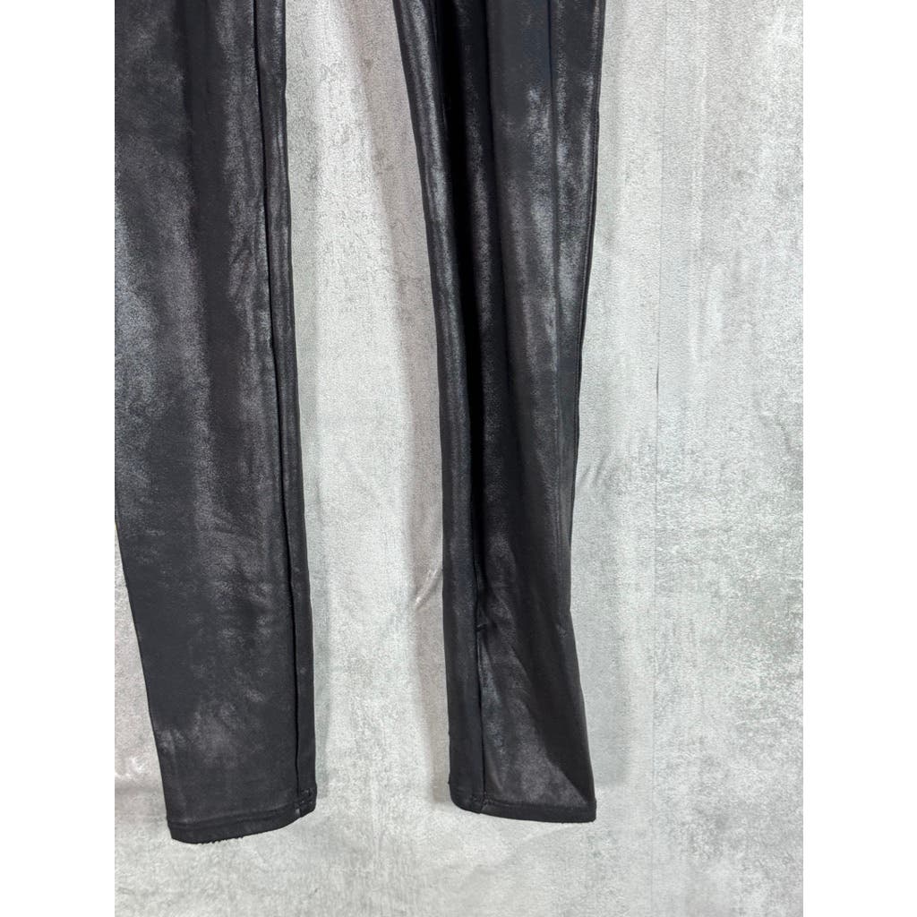 SPANX BY SARA BLAKELY Women's Black Faux Leather Pull-On Ankle Leggings SZ S