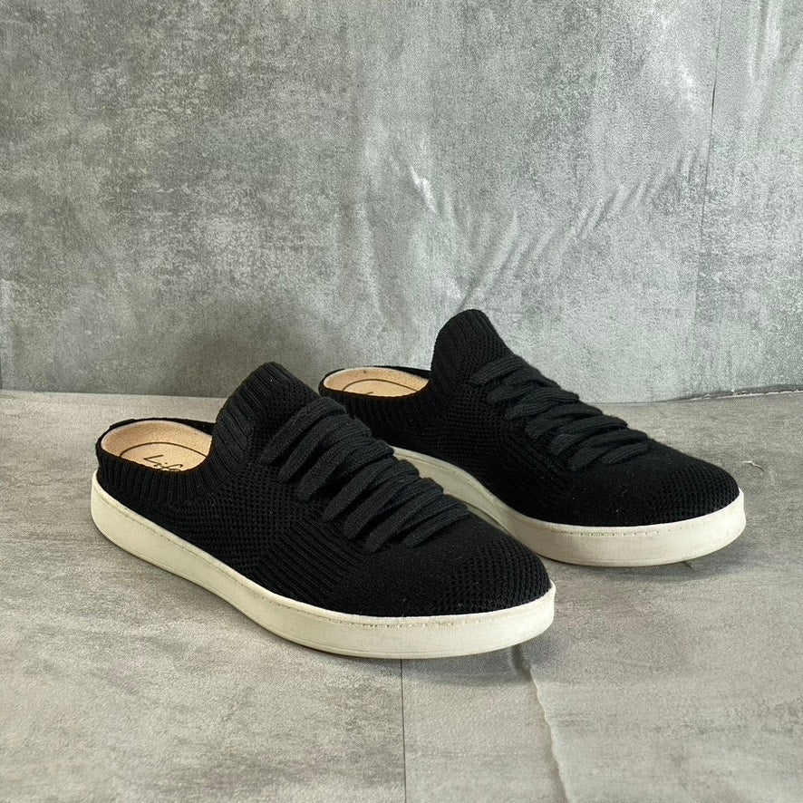 LIFESTRIDE Women's Black Fabric Ease Round-Toe Lace Detail Slip-On Mule Sneakers