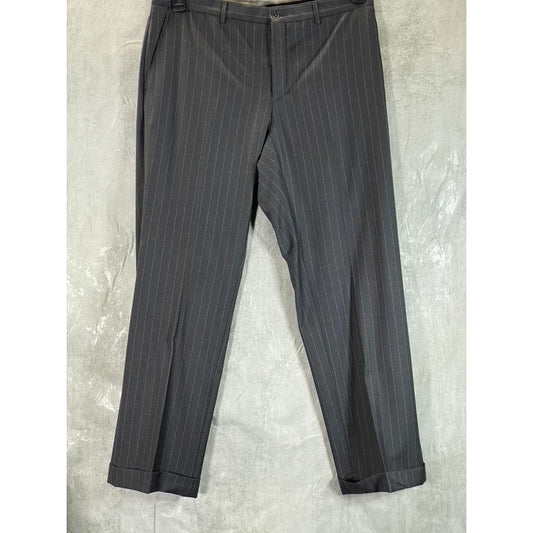 GIORGIO ARMANI Men's Charcoal Pinstripe Flat-Front Pants SZ 54(US 38R)