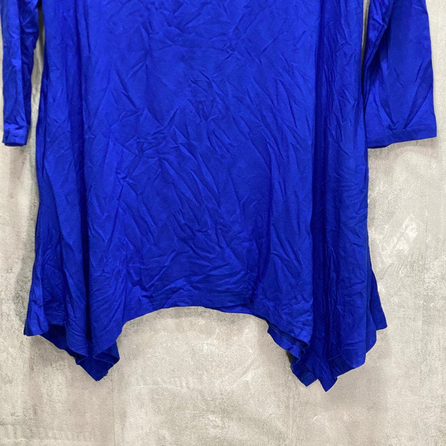 WHITE MARK Blue 3/4 Sleeve Scoop Neck Swing Top With Pockets SZ M