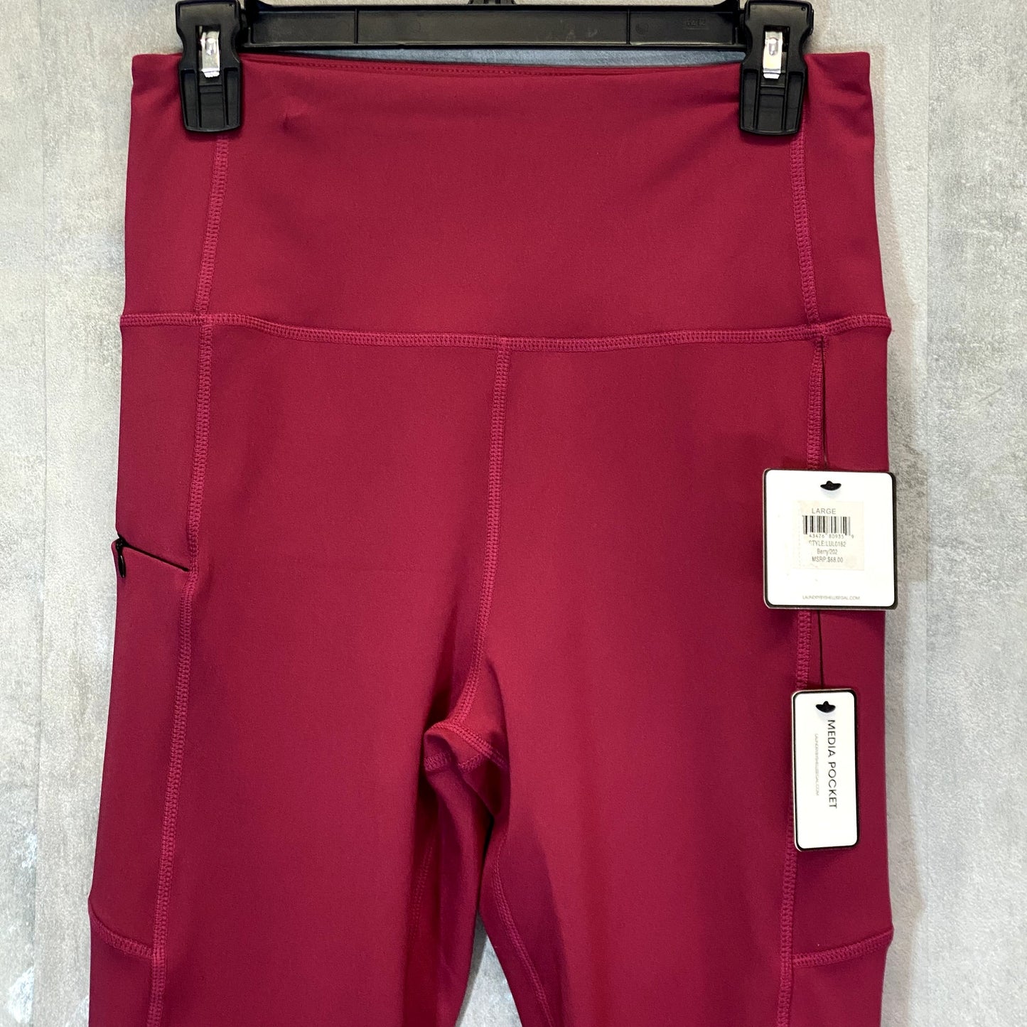 LAUNDRY By Shelli Segal Women's Solid Berry Zipper Media Pocket High-Rise Leggings SZ L