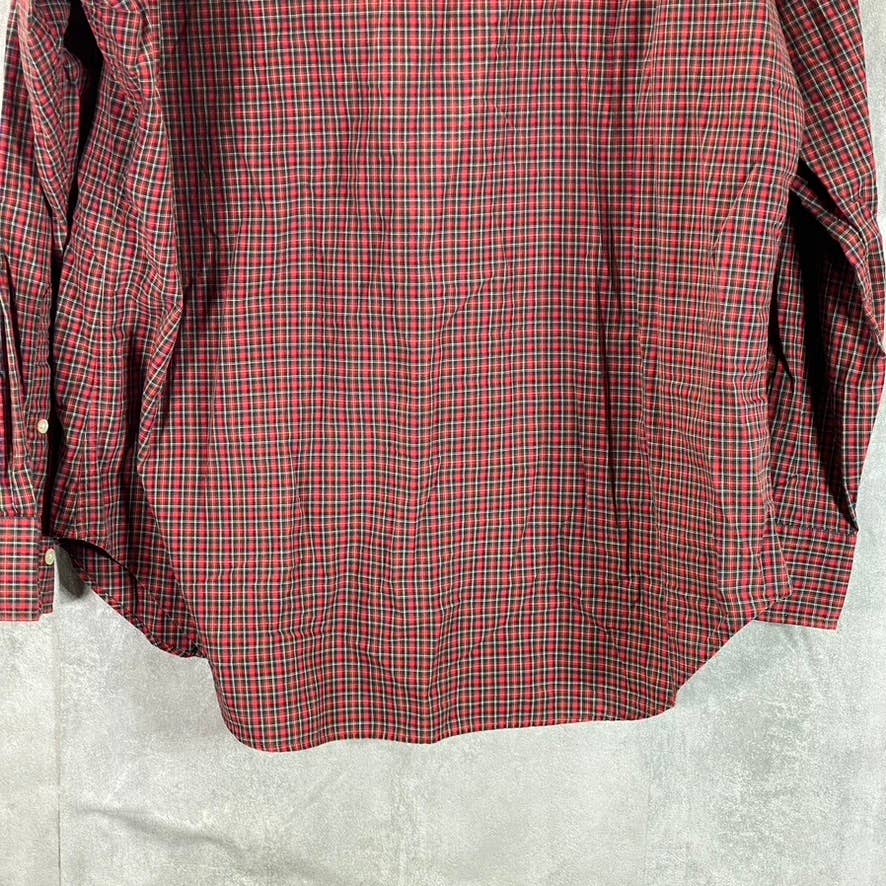 LAUREN RALPH LAUREN Men's Red Plaid Cotton Button-Down Long-Sleeve Shirt SZ 16.5