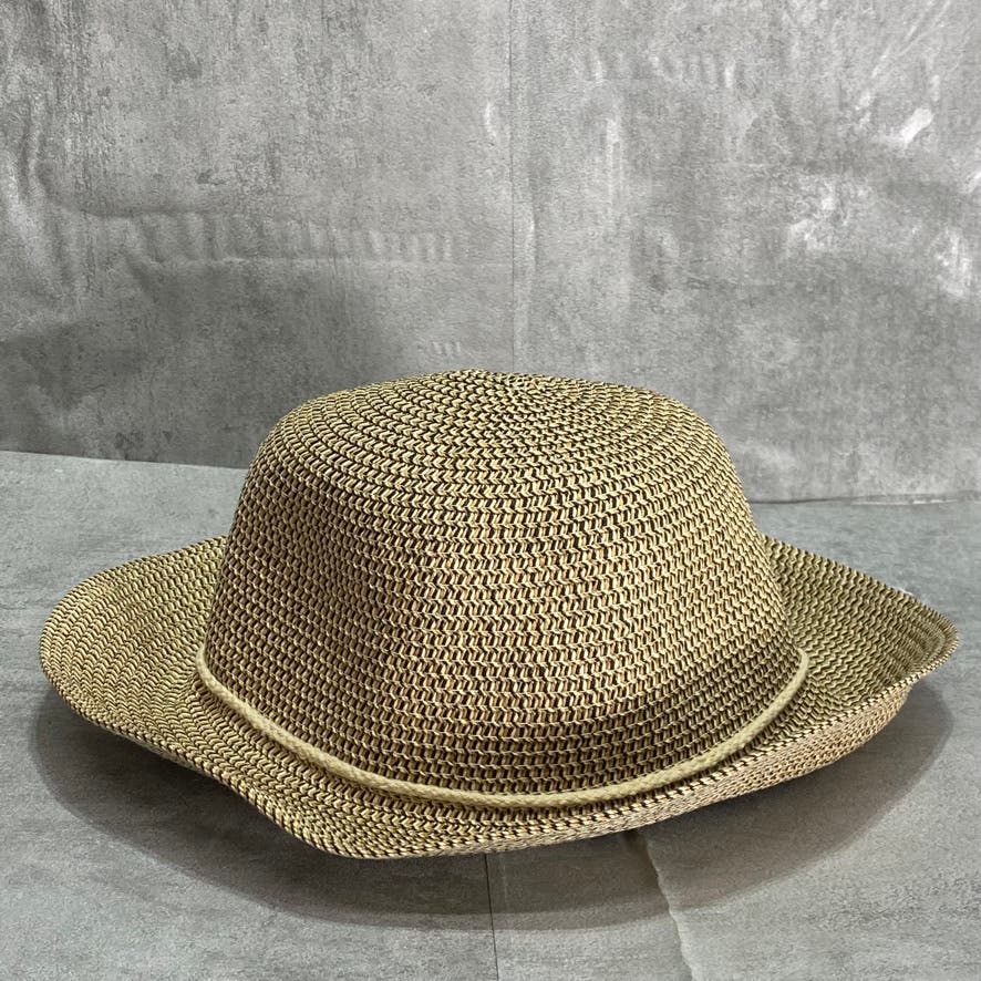 INC INTERNATIONAL CONCEPTS Brown Straw Tweed Cloche Hat with Metal Detail SZ OS