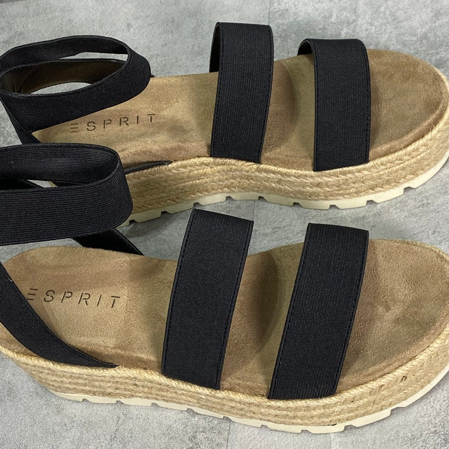 ESPRIT Black Allison Slip-On Elastic Flatform Open-Toe Sandals SZ 8