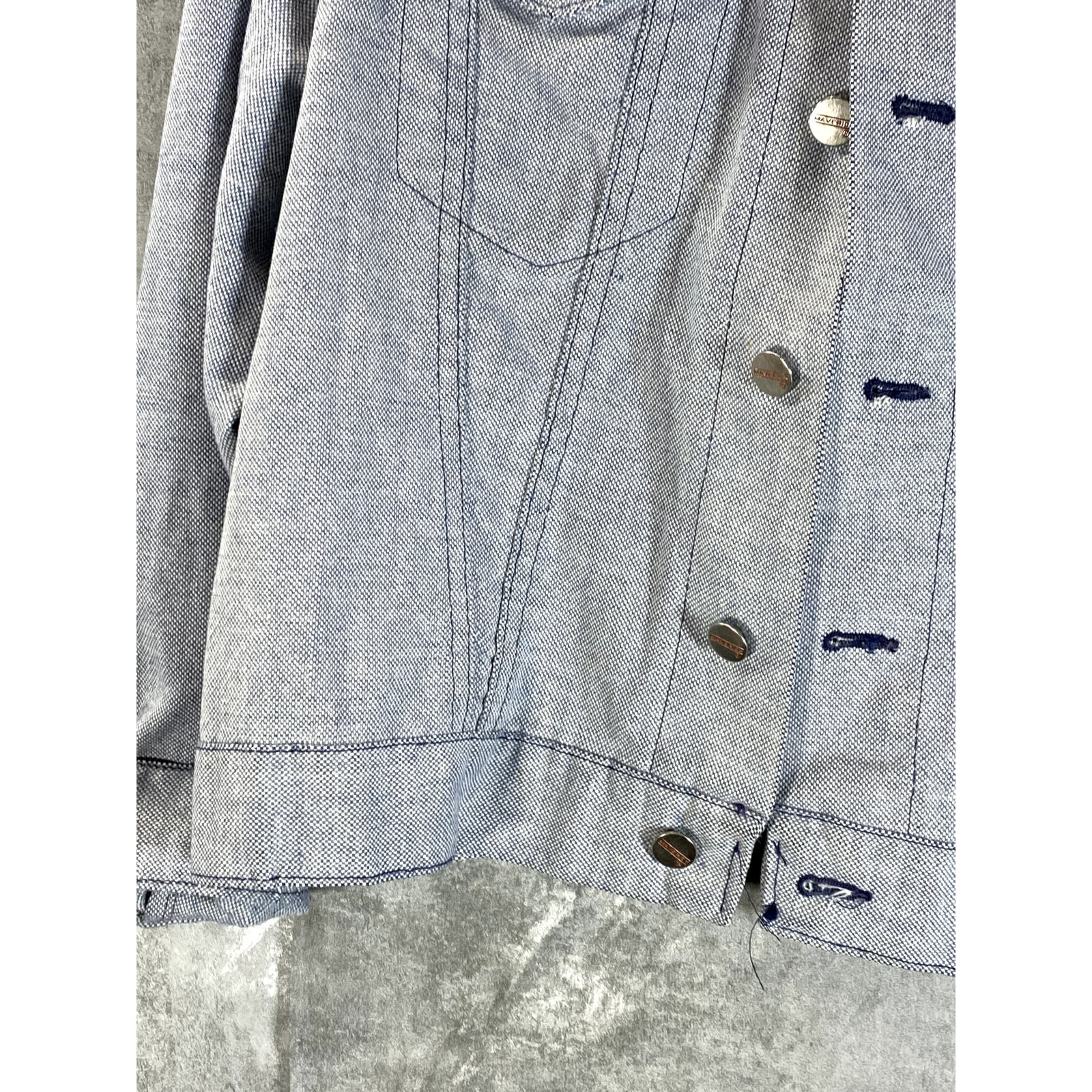 MAVERICK BLUE BELL Men's Vintage Light Blue Textured Button-Up Denim Jacket SZ44