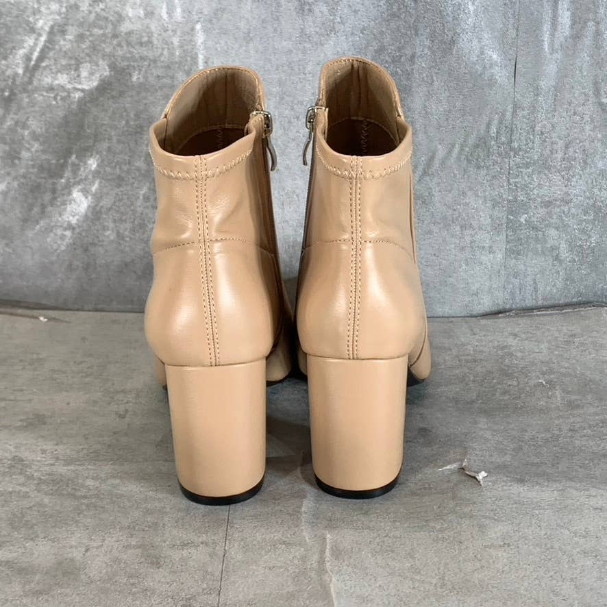 MIA Women's Nude Stretch Carla Round-Toe Side-Zip Ankle Boots SZ 10