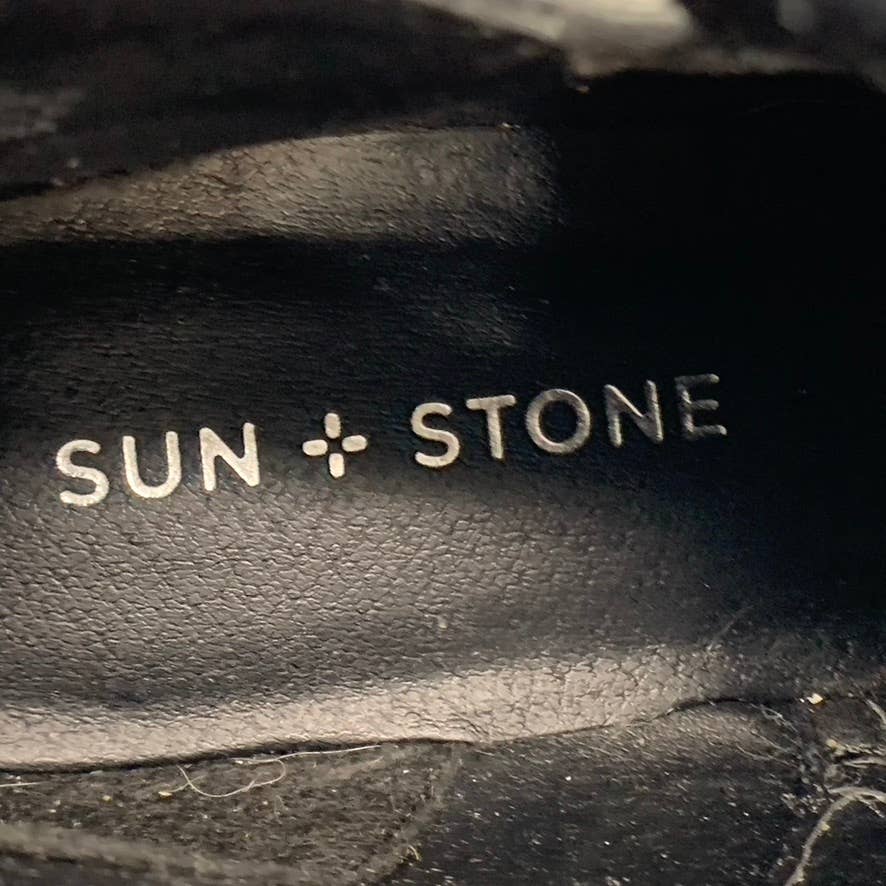 SUN+STONE Women's Black Cadee Memory Foam Slip-On Block Heel Ankle Booties SZ 7