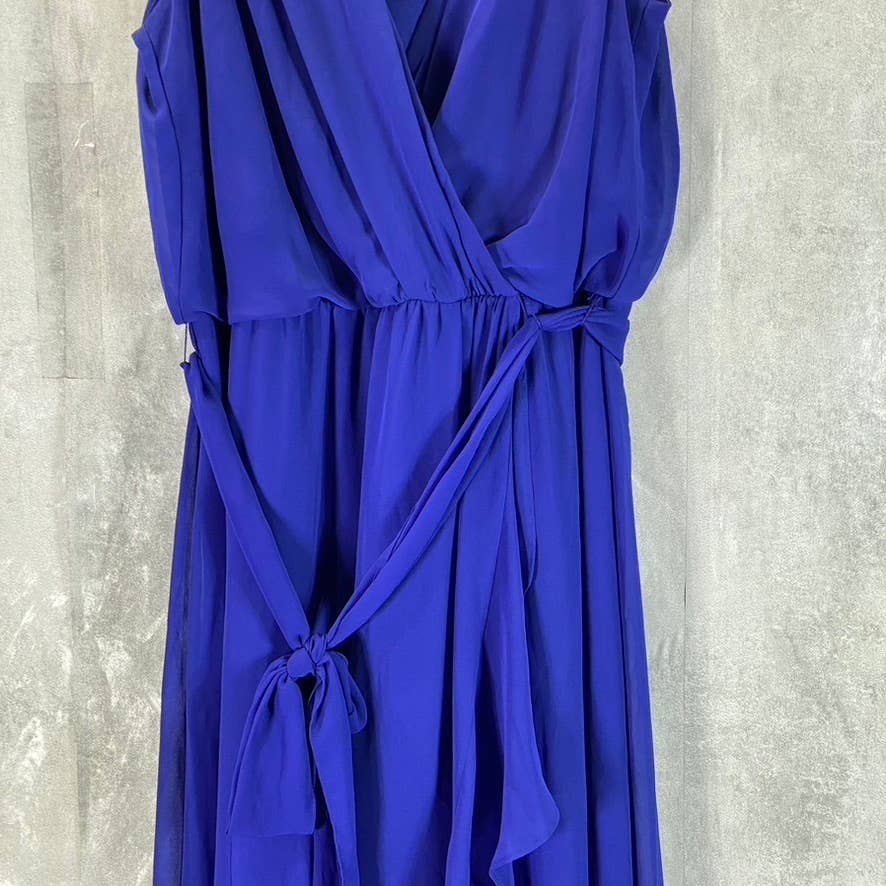 SLNY Fashion Women's Royal Blue Surplice Sleeveless High-Low Maxi Dress SZ 14