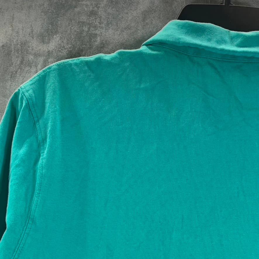 LANDS' END Men's Teal Shadow Super-T Cotton Short-Sleeve Polo Shirt SZ L
