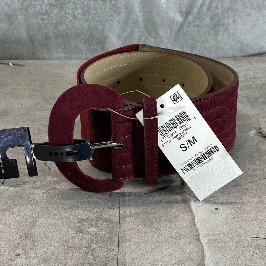 INC INTERNATIONAL CONCEPTS Women's Berry Faux-Suede Stretch Belt SZ S/M