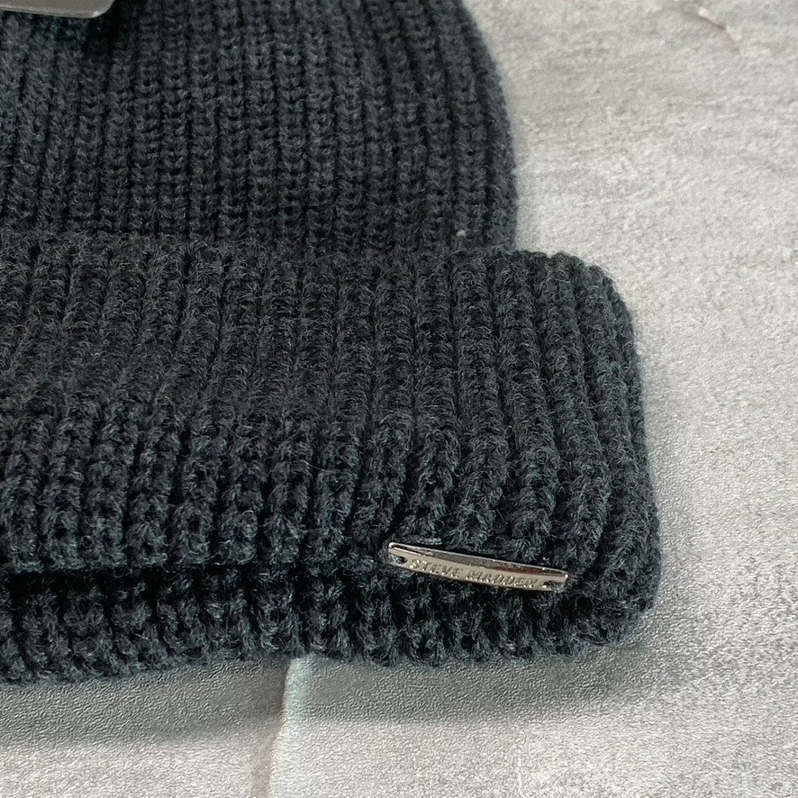 STEVE MADDEN Women's Charcoal Wide Cuff Ribbed Knit Beanie SZ OS