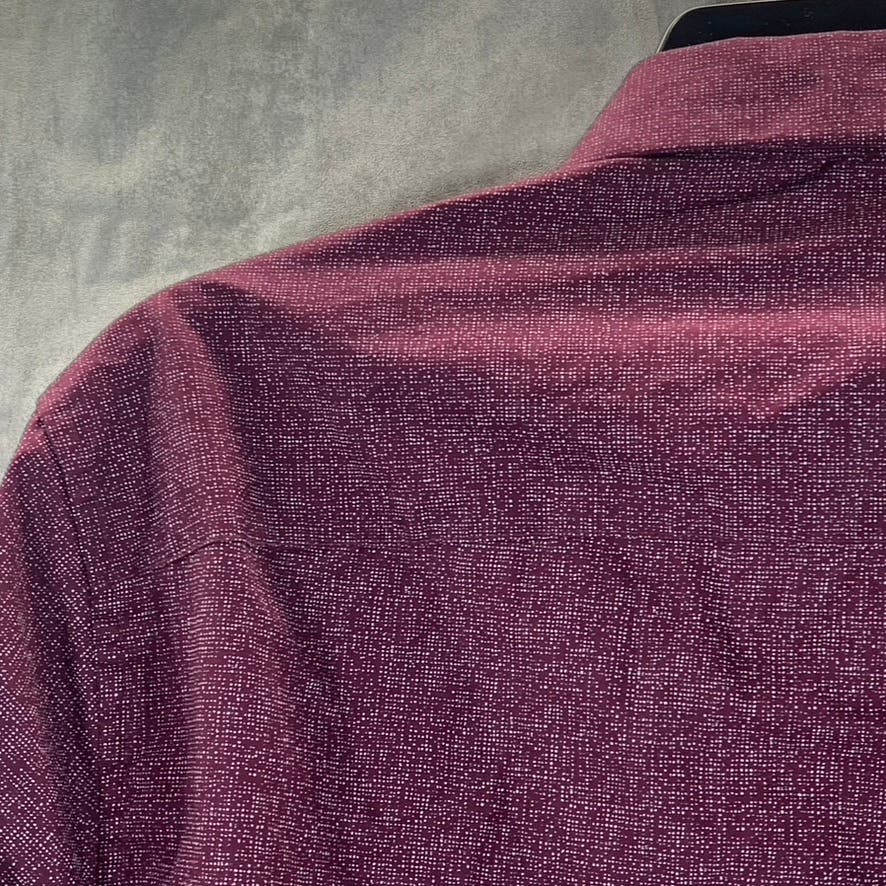 BAR III Men's Burgundy Printed Slim-Fit Stretch Dress Shirt SZ S(14-14.5 32/33)