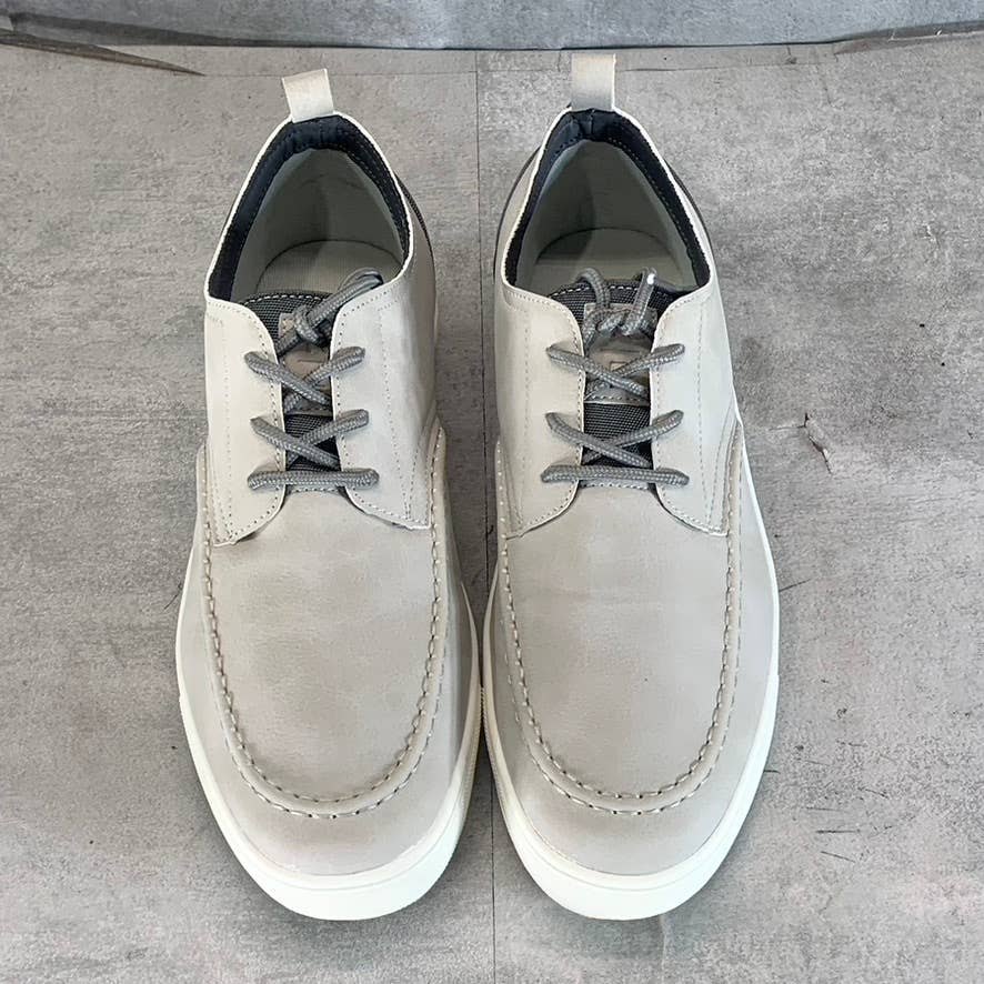 RESERVED FOOTWEAR NEW YORK Men's Gray Faux-Leather Kona Lace-Up Boat Shoe SZ10.5