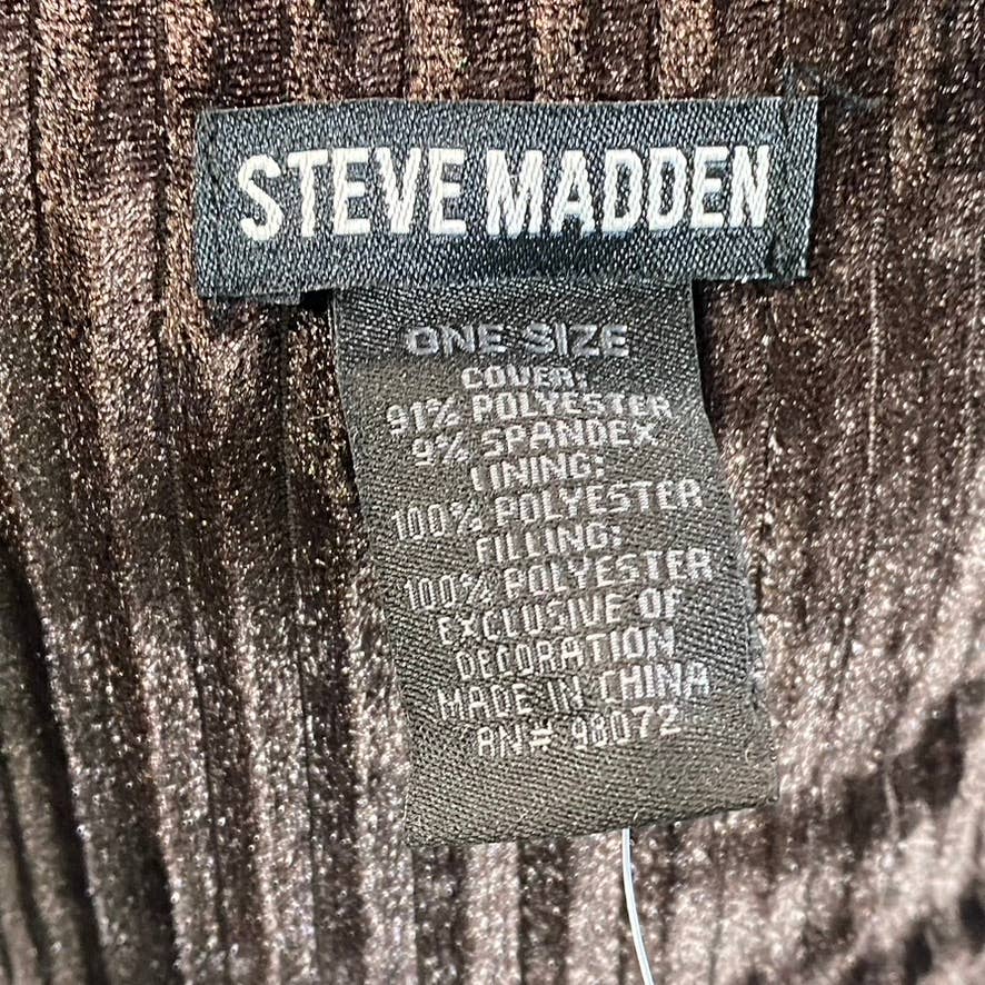 STEVE MADDEN Women's Brown Pull-Through Ribbed Velvet Puffer Scarf SZ OS