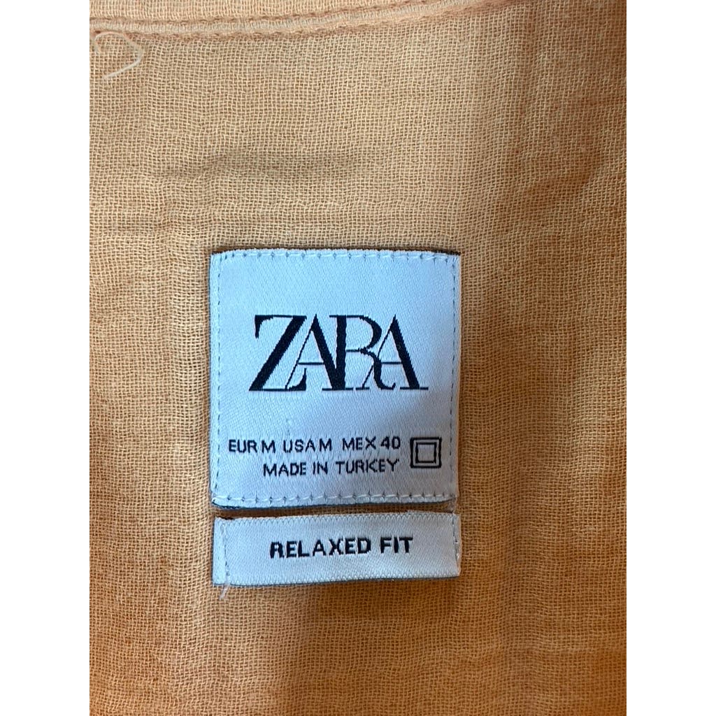 ZARA Men's Orange Short Sleeve Pocket Polo Shirt SZ M