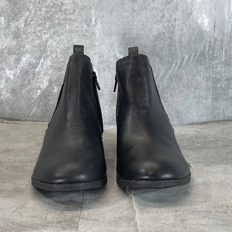 SUN+STONE Women's Black Cadee Memory Foam Slip-On Block Heel Ankle Booties SZ8.5