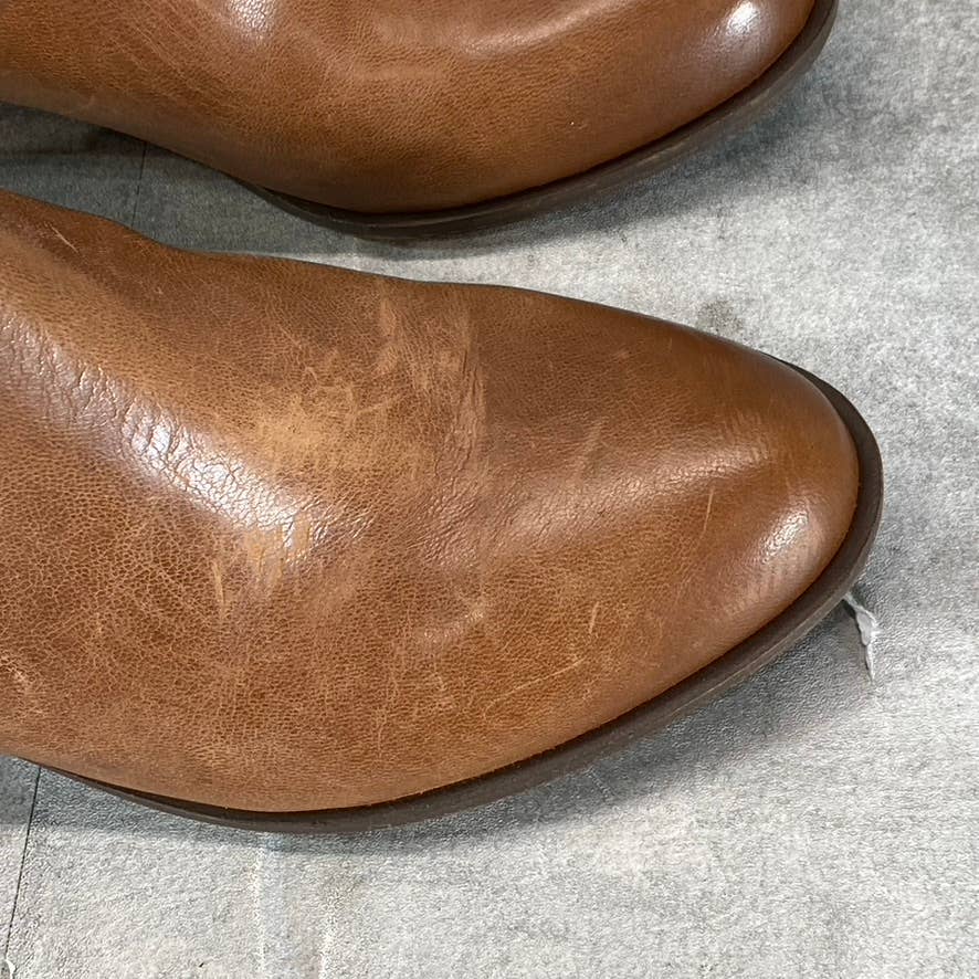 LUCKY BRAND Women's Toffee Barillos Leather Basel Double Block-Heel Boots SZ 6.5