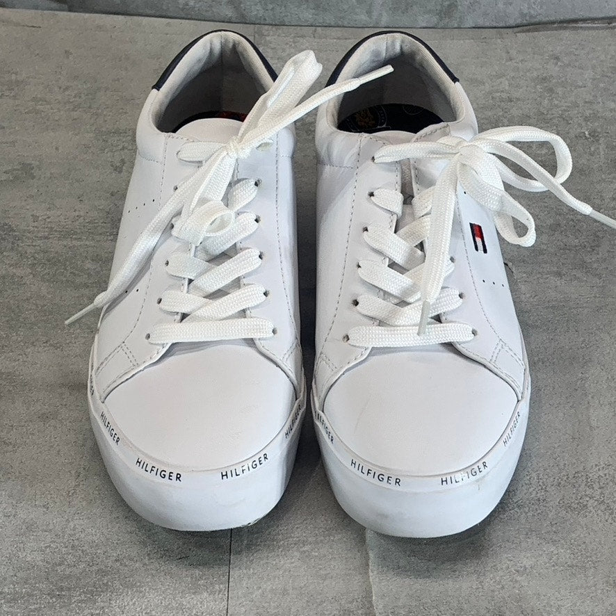 TOMMY HILFIGER Women's White Henissly Round-Toe Lace-Up Sneakers SZ 7.5