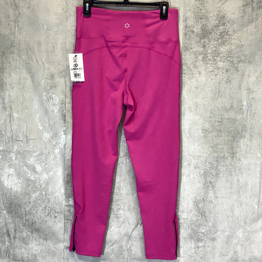 NINE WEST Women's Pink Beauty Cropped Zipper Hem Pull-On Stretch High-Waist Active Leggings SZ L