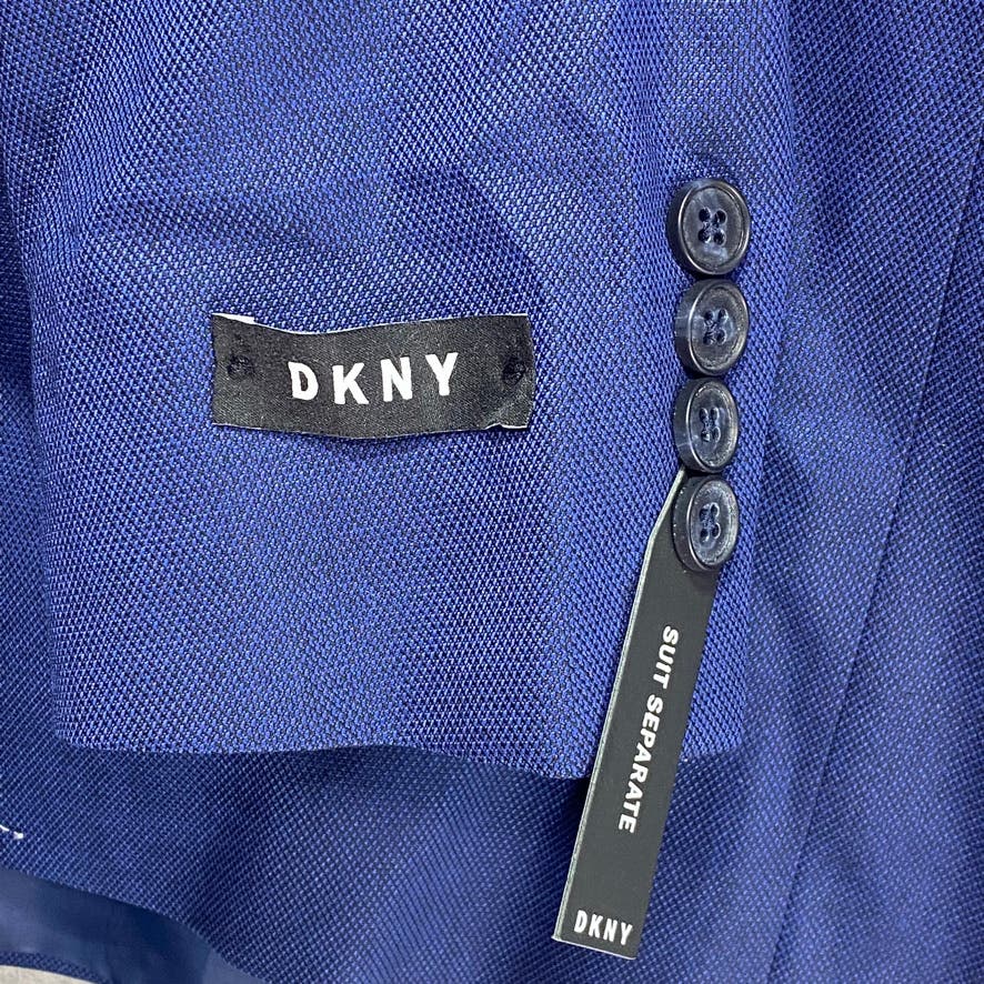 DKNY Solid Blue Modern-Fit Two-Button Notched Lapel Lined Regular Suit Jacket SZ 43R