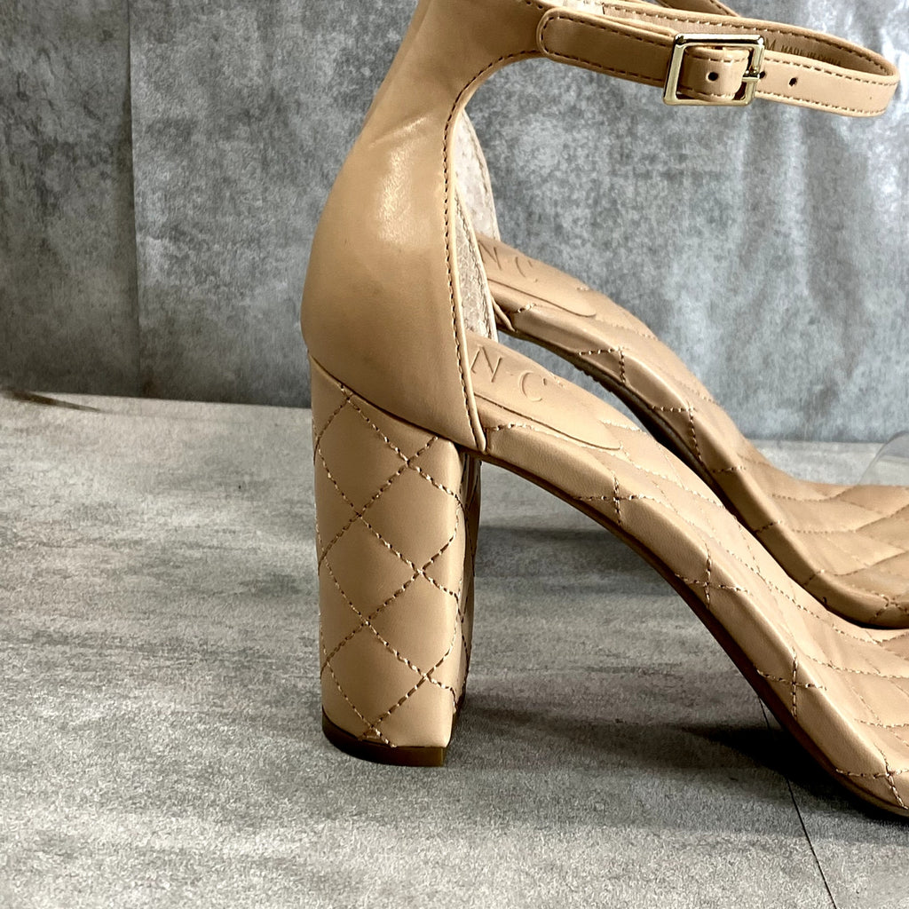 INC INTERNATIONAL CONCEPTS Women’s Nude Quilted Lexini Two-Piece Block-Heel Sandals SZ8