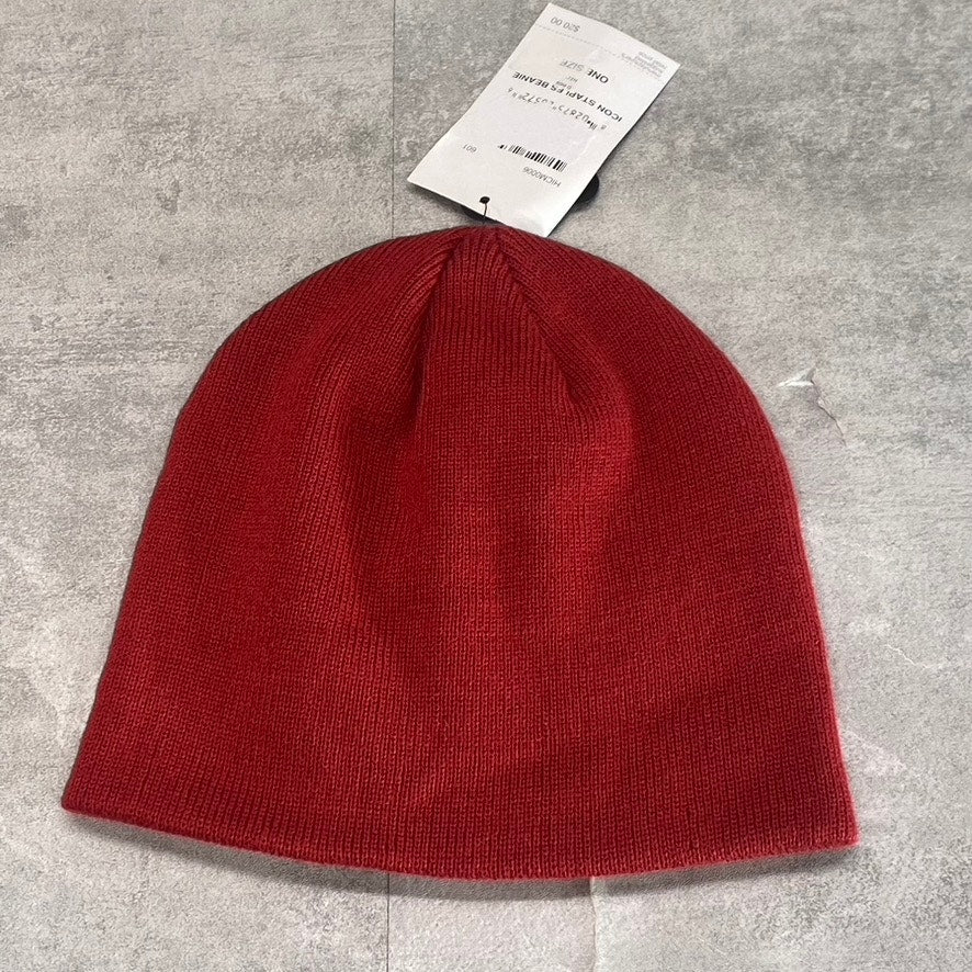 HURLEY Men's Red Ribbed Icon Embroidered Staple Beanie SZ OS