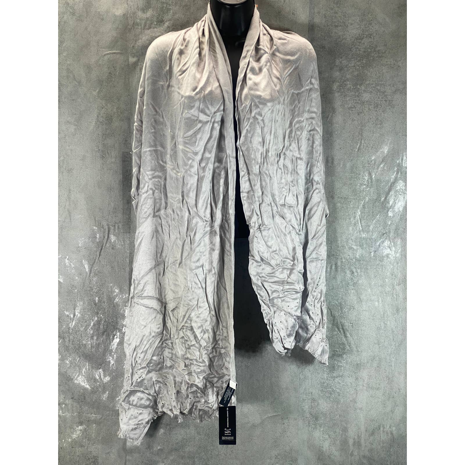 INC INTERNATIONAL CONCEPTS Women's Silver Gemstone Embellished Trim Wrap SZ OS