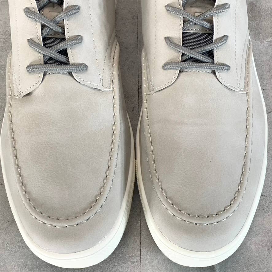 RESERVED FOOTWEAR NEW YORK Men's Gray Faux-Leather Kona Lace-Up Boat Shoe SZ10.5