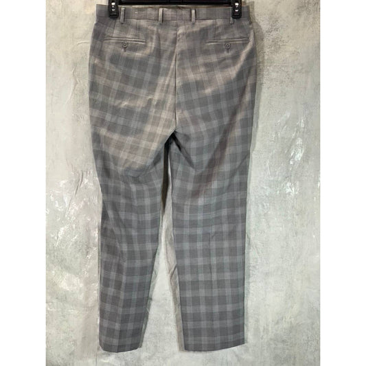 COLLECTION By MICHAEL STRAHAN Men's Grey Plaid Classic-Fit Pants SZ 36X32