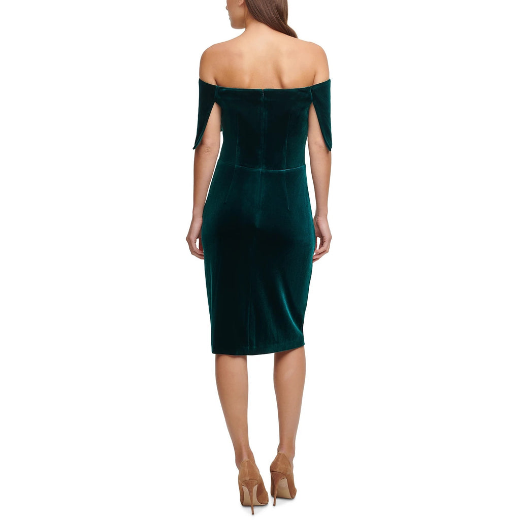VINCE CAMUTO Women's Hunter Velvet Off-The-Shoulder Cocktail Sheath Knee-Length Dress SZ 4