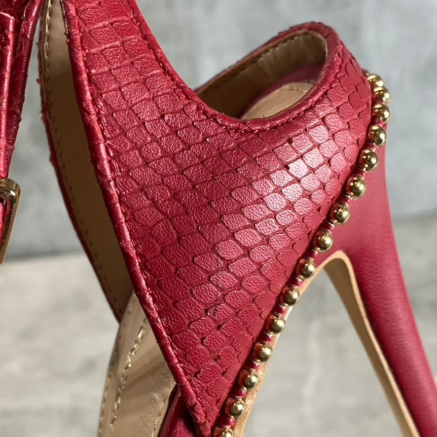 BCBGENERATION Lipstick Breach Leather Jaxina Textured Stiletto Sandals SZ 6