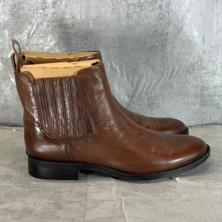 FRANCO SARTO Women's Brown Leather Linc Side-Zip Almond-Toe Booties SZ 10